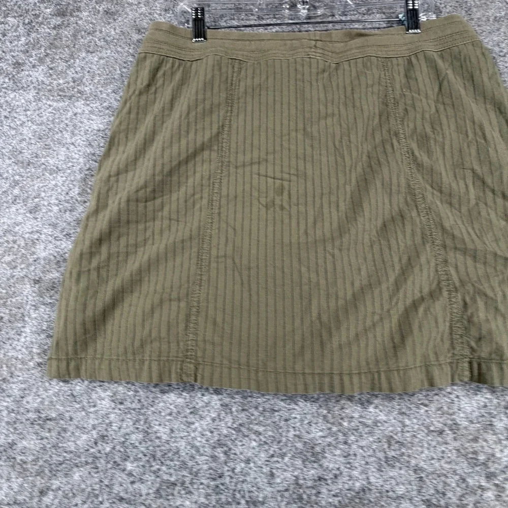 Great Northwest Indigo Skort Women 12 Olive Green Striped Stretch Built In Brief